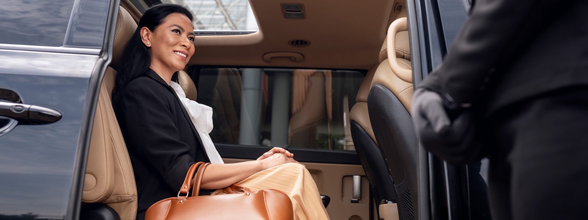 woman sitting in car