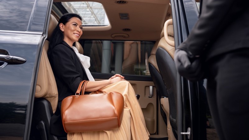 woman sitting in car