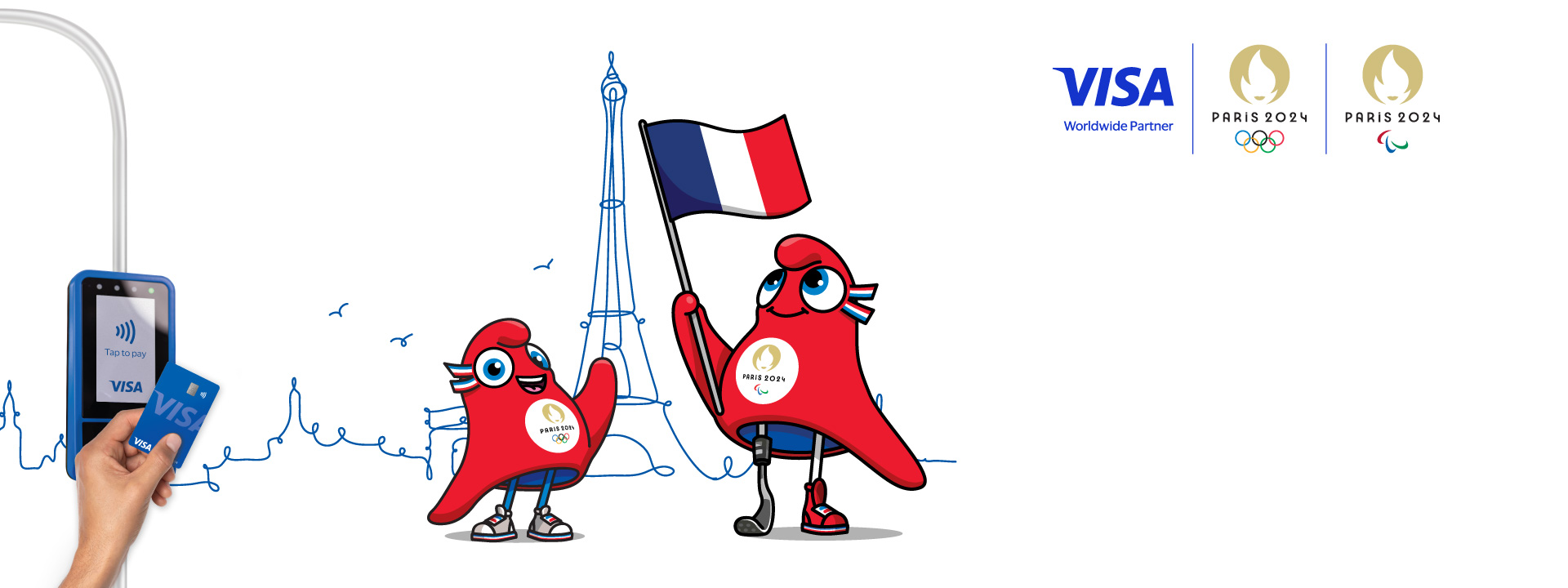 visa paris 2024 olympic logo and olympic mascots