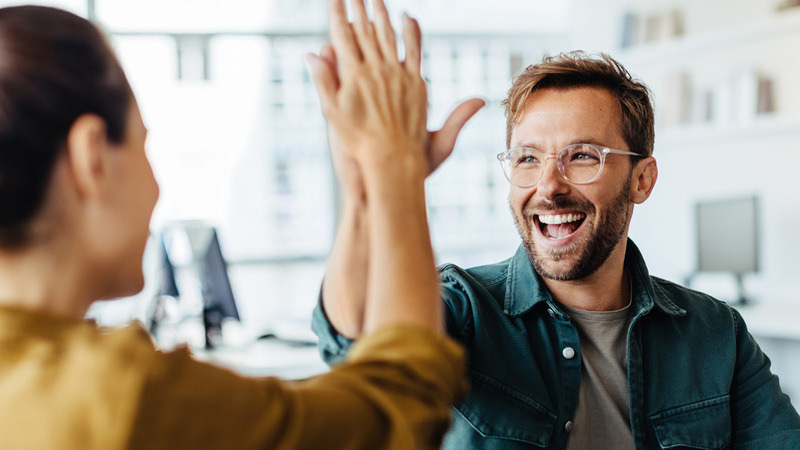 man giving a high five